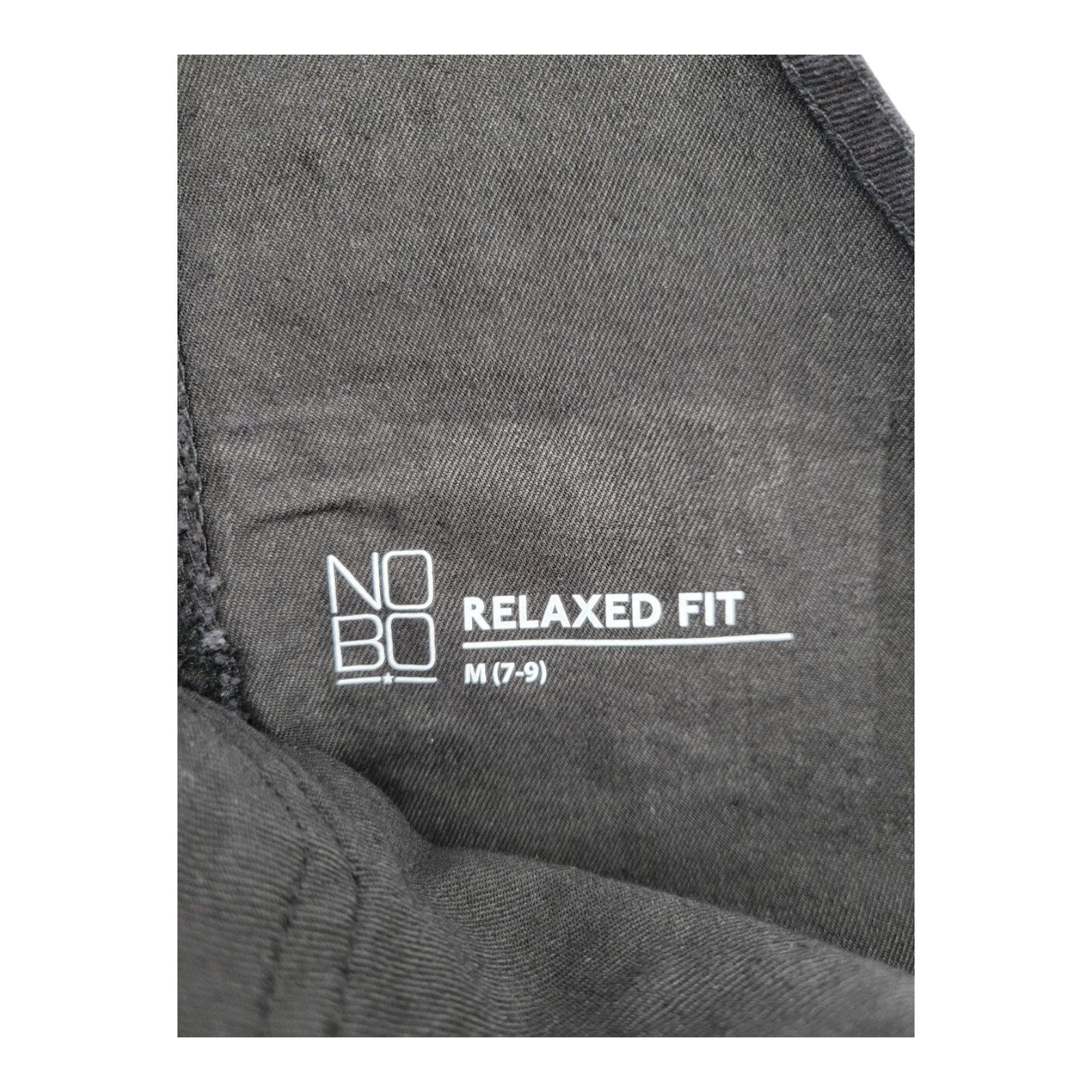 No Boundaries NOBO Women's Black Denim Overall Shorts Frayed Hem Size M (7-9)
