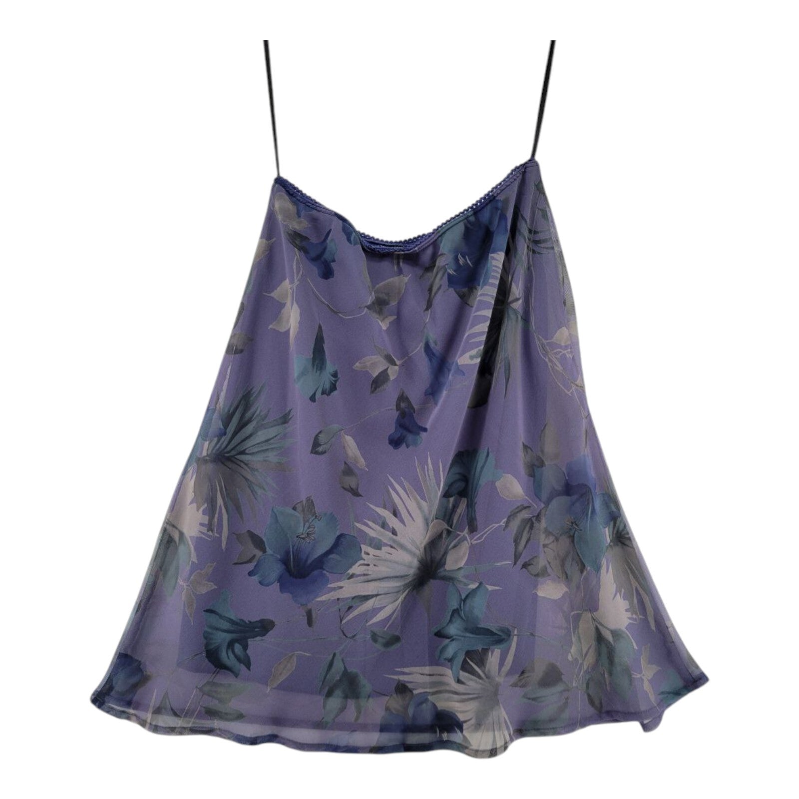 Floral Purple Sheer Camisole Tank Top Womens Size Small