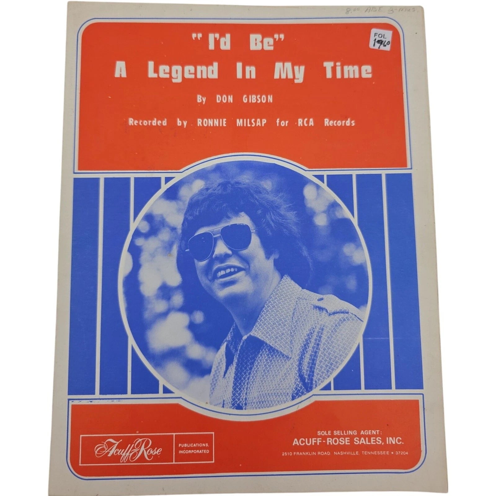 I’d Be A Legend in My Time Recorded by Ronnie Milsap Sheet Music by Don Gibson