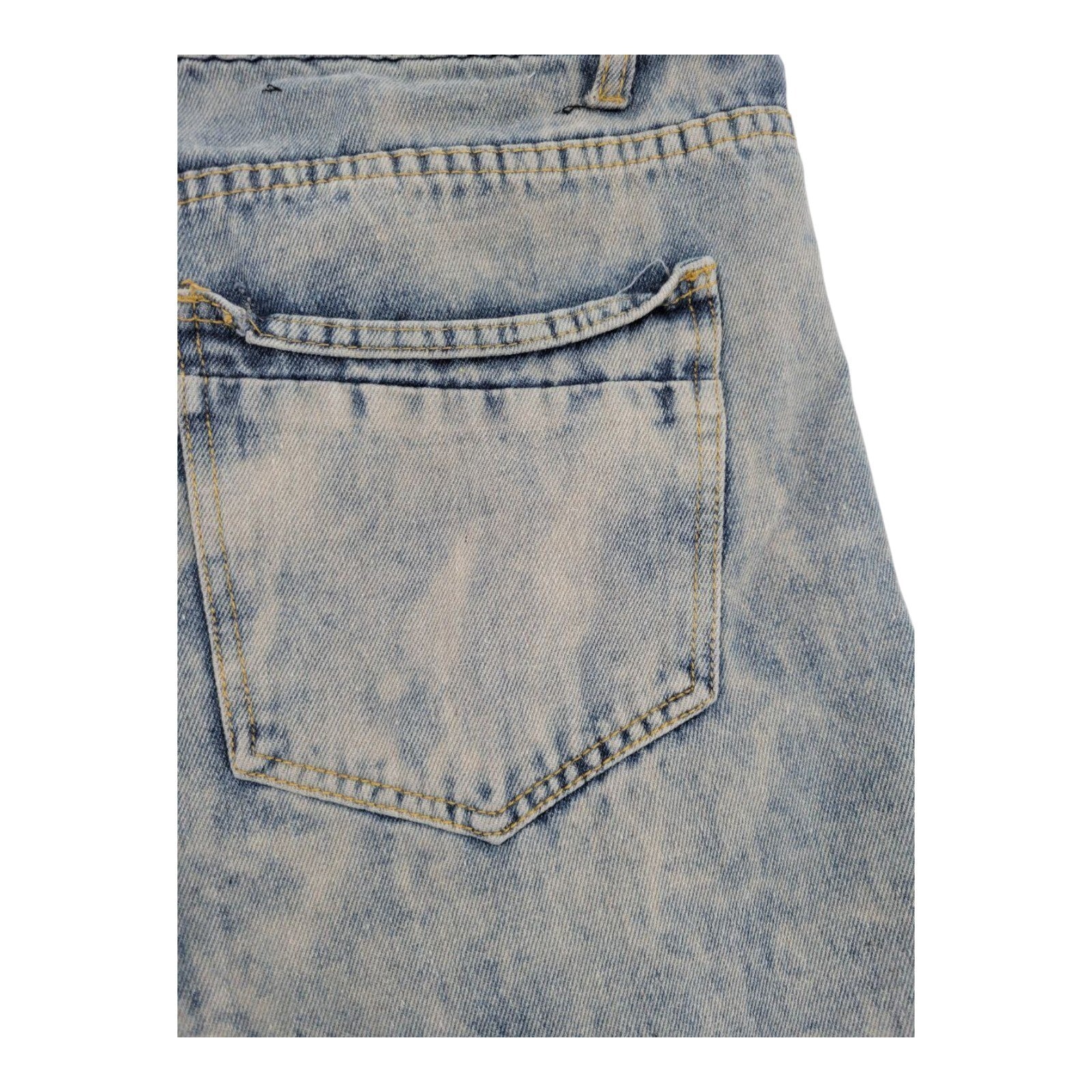 True Rock Distressed Denim Shorts Blue Cut Off Raw Hem Mens Size 38