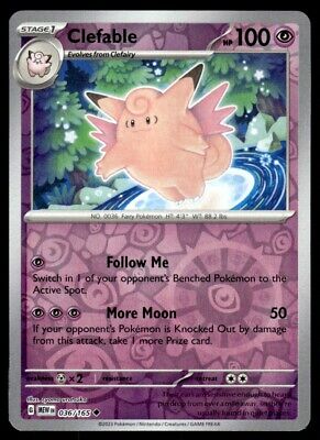 Pokemon 2023 Scarlet & Violet 151 Clefable Reverse Holo Uncommon #36 Near Mint