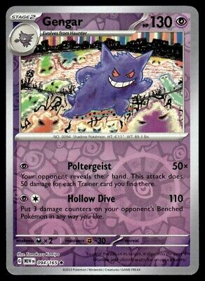 Pokemon 2023 Scarlet & Violet 151 Gengar Reverse Holo Rare #94 Near Mint Card