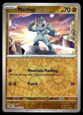 Pokemon 2023 Scarlet & Violet 151 Machop Reverse Holo Common #66 Near Mint