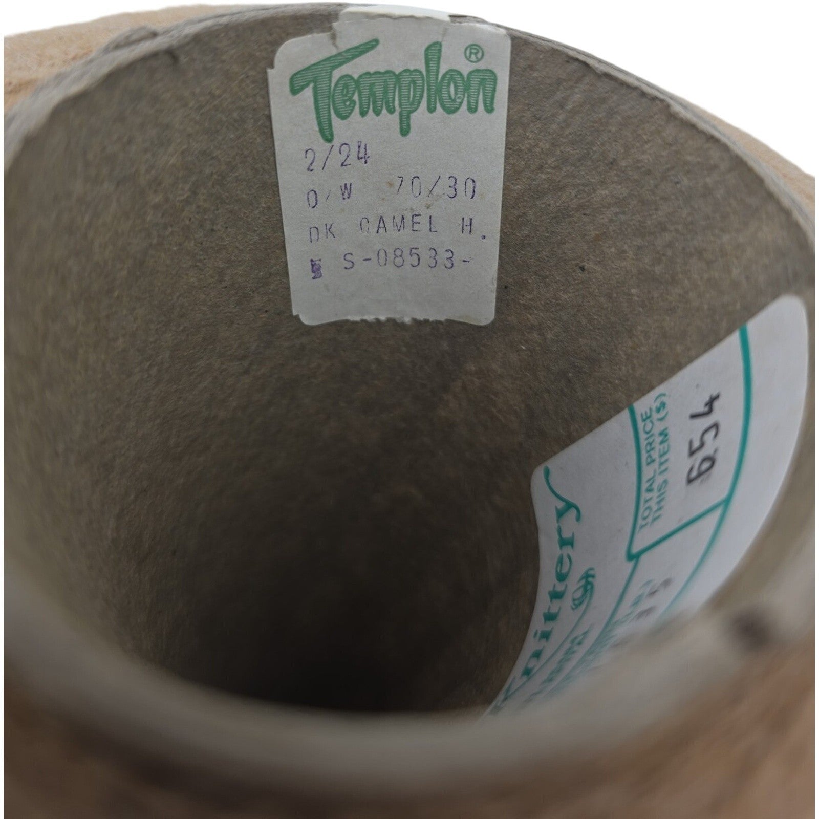 Vintage Templon 2/24 Dark Camel Heather Wool Blend 70/30 O/W Knitting Cone Yarn