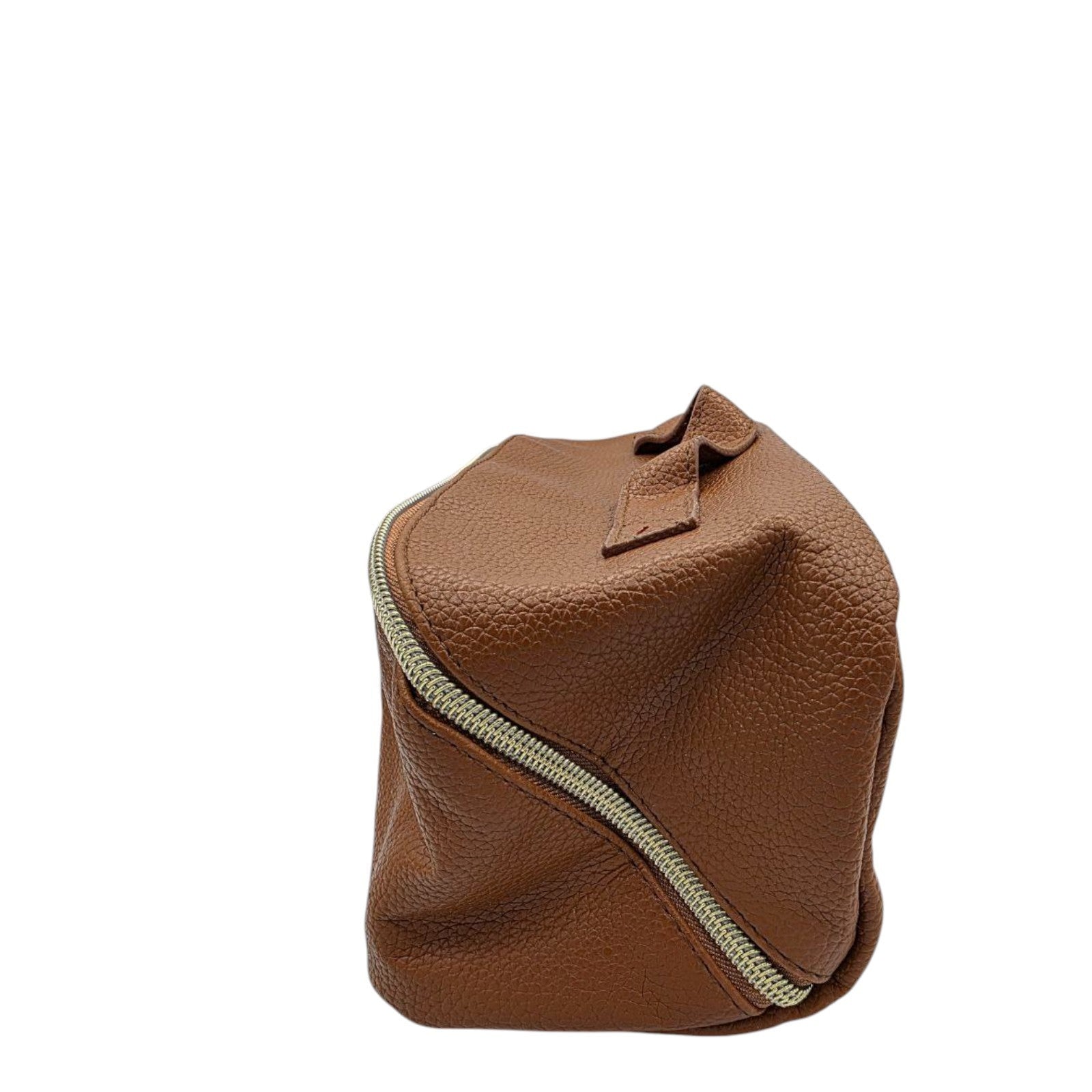 WANDF Brown Faux Leather Toiletry Bag Zip Closure Dopp Kit Travel Organizer Case