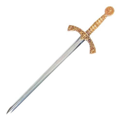 Denix Letter Opener Crusader Sword 7 Inch Metal Blade Brass Finished Handle