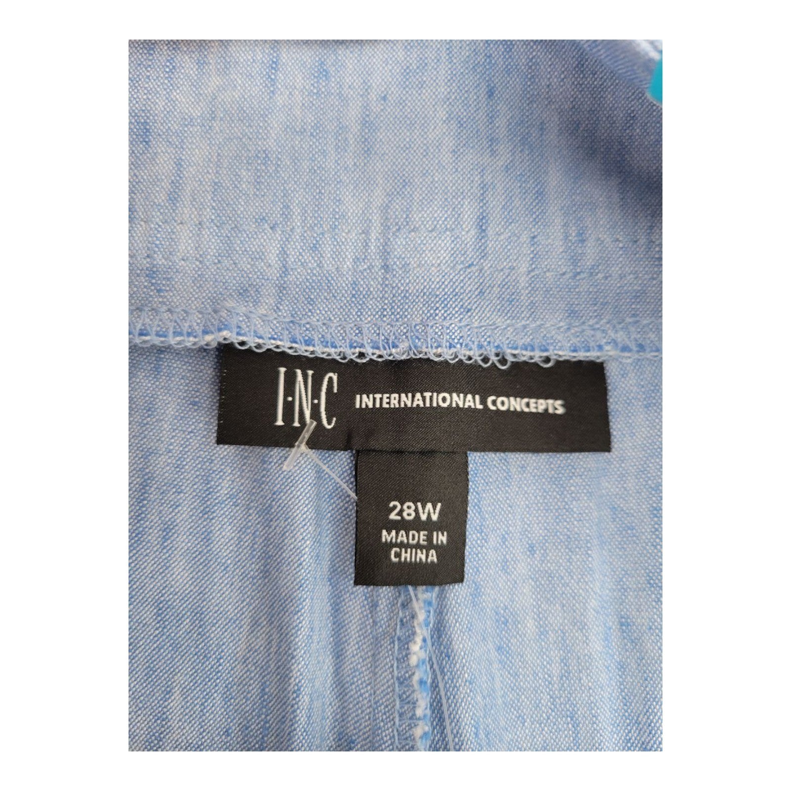 INC Plus Wide Leg Pants Size 28W Chambray Blue Mid Rise