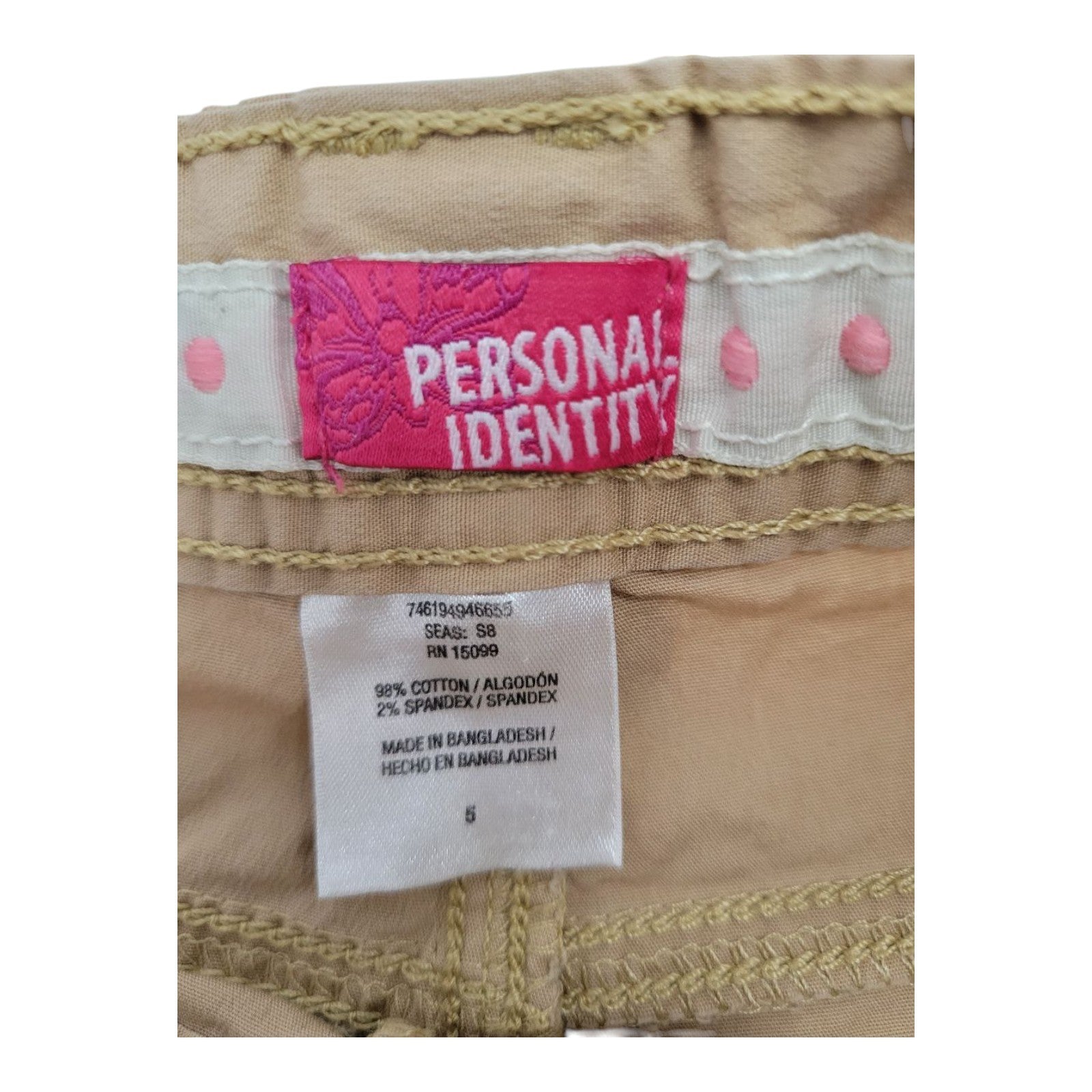 Personal Identity Women's Khaki Capri Pants 5 Cargo Stretch Drawstring