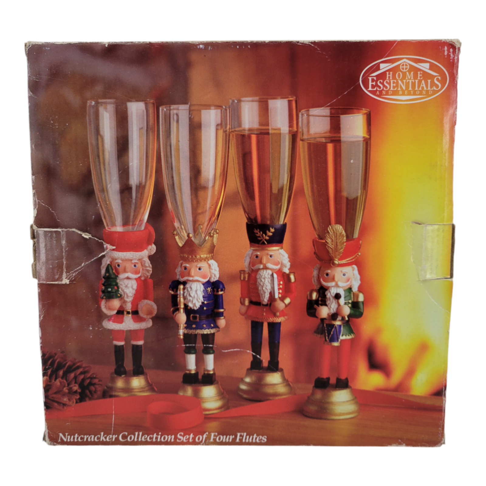 Home Essentials Nutcracker Collection Set of 4 Champagne Flutes Holiday Decor