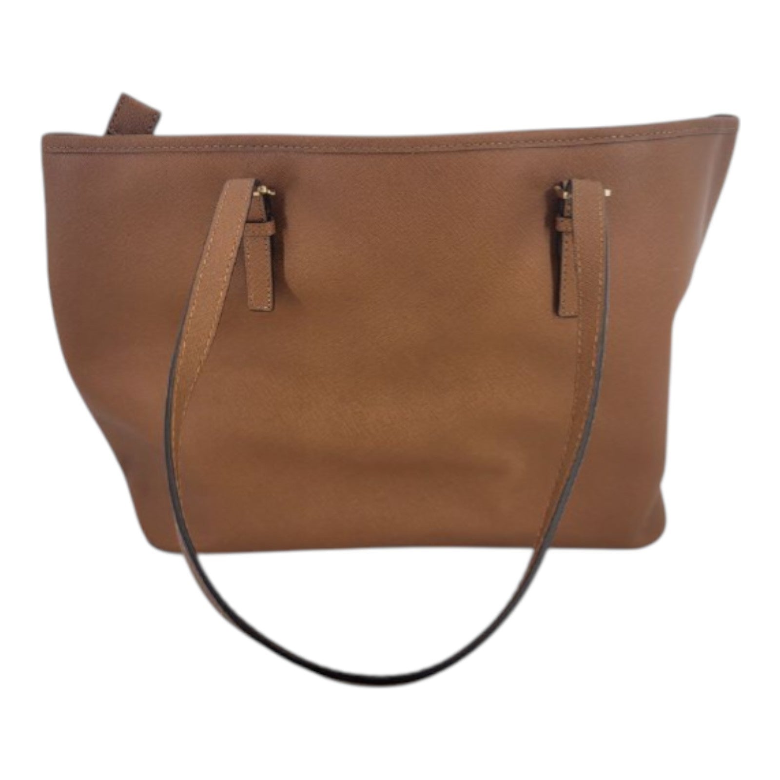 Michael Kors Jet Set Travel Brown Leather Tote Bag Large MK Charm Logo