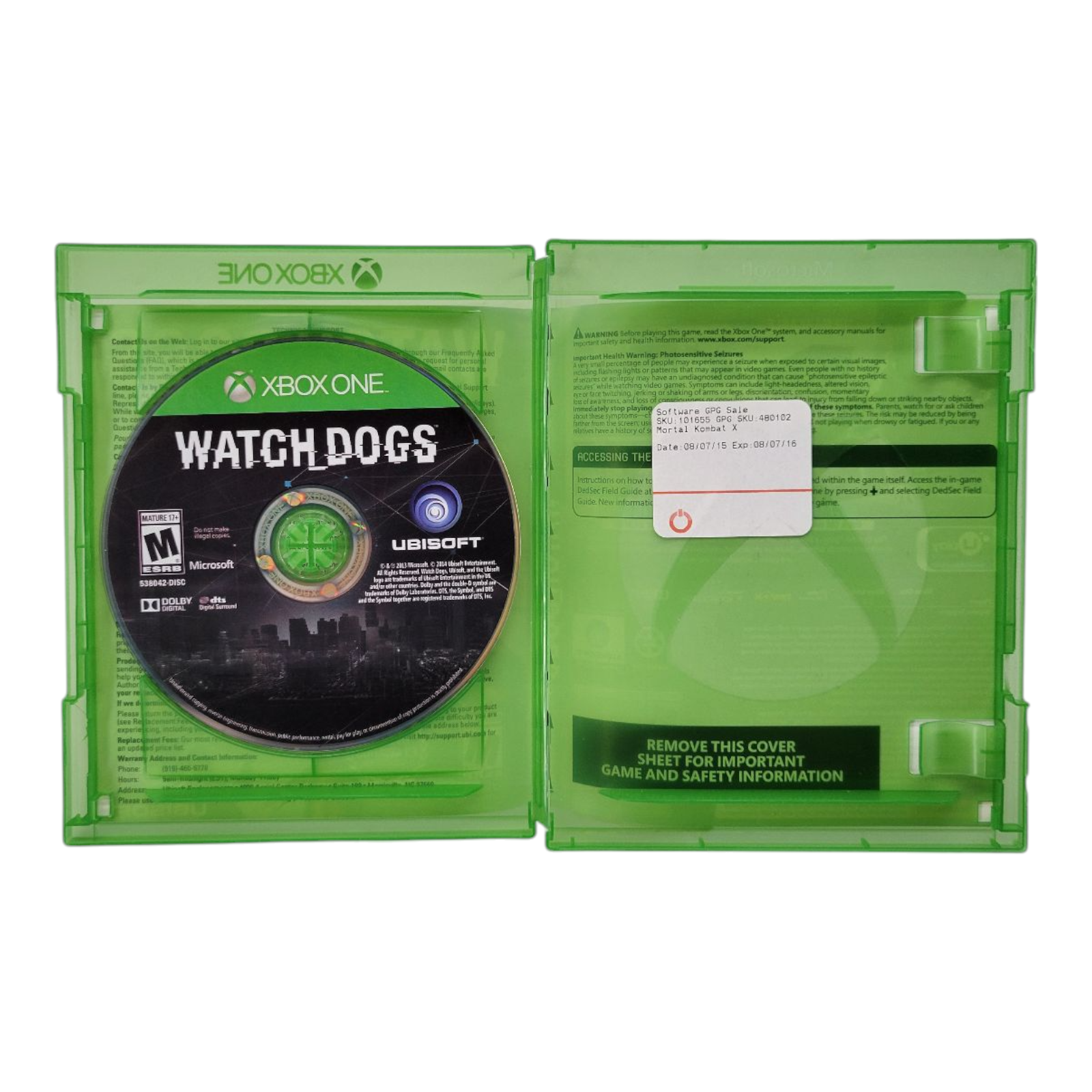 Ubisoft Watch Dogs Microsoft Xbox One 2014 No Manual