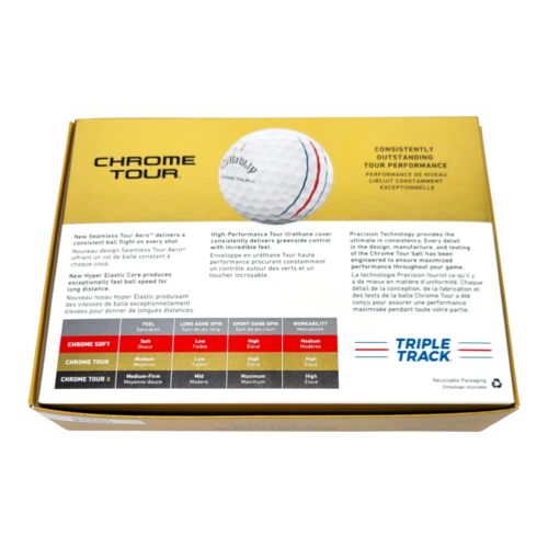 Callaway Chrome Tour Golf Balls Triple Track White 12 Pack High Performance 2024