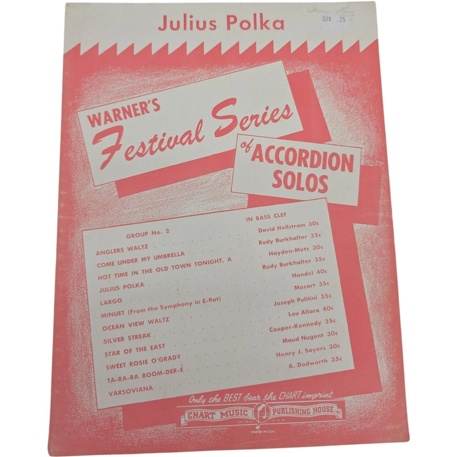 Vintage 1952 Sheet Music Julius Polka Warners Festival Series of Accordion Solos
