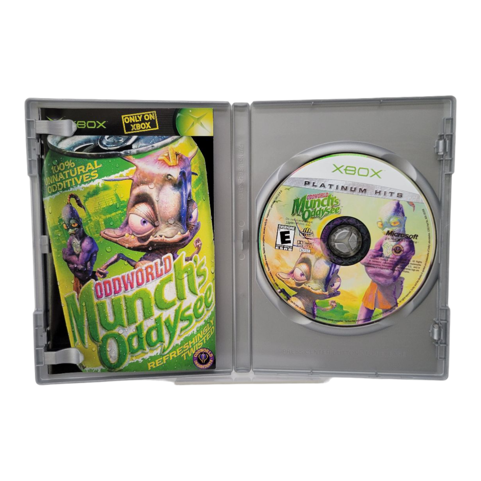 Xbox Oddworld Munchs Oddysee Platinum Hits 2002 Game with Case Manual