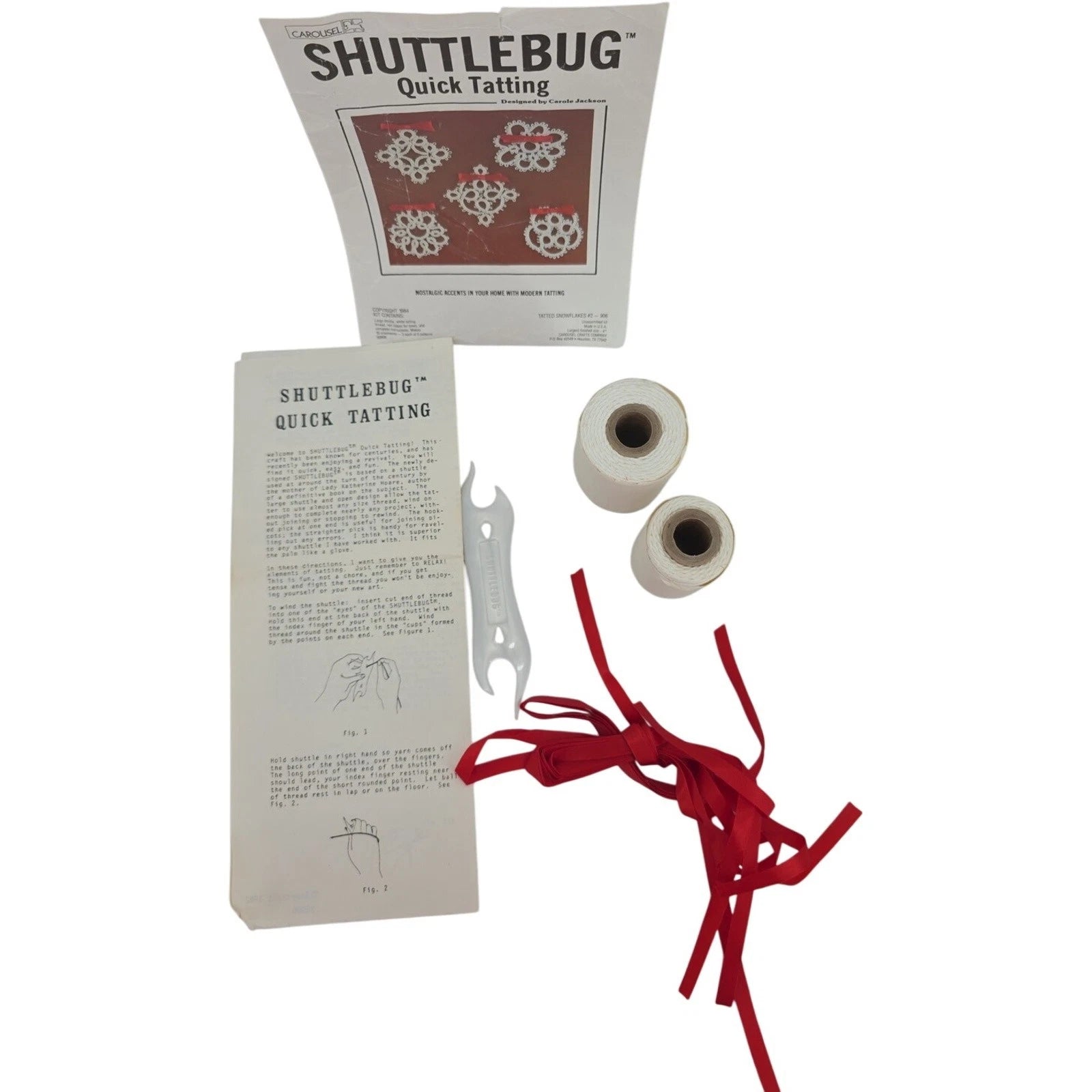Carousel Shuttlebug Quick Tatting Kit Tatted Snowflakes #2 906 1984 USA Vintage