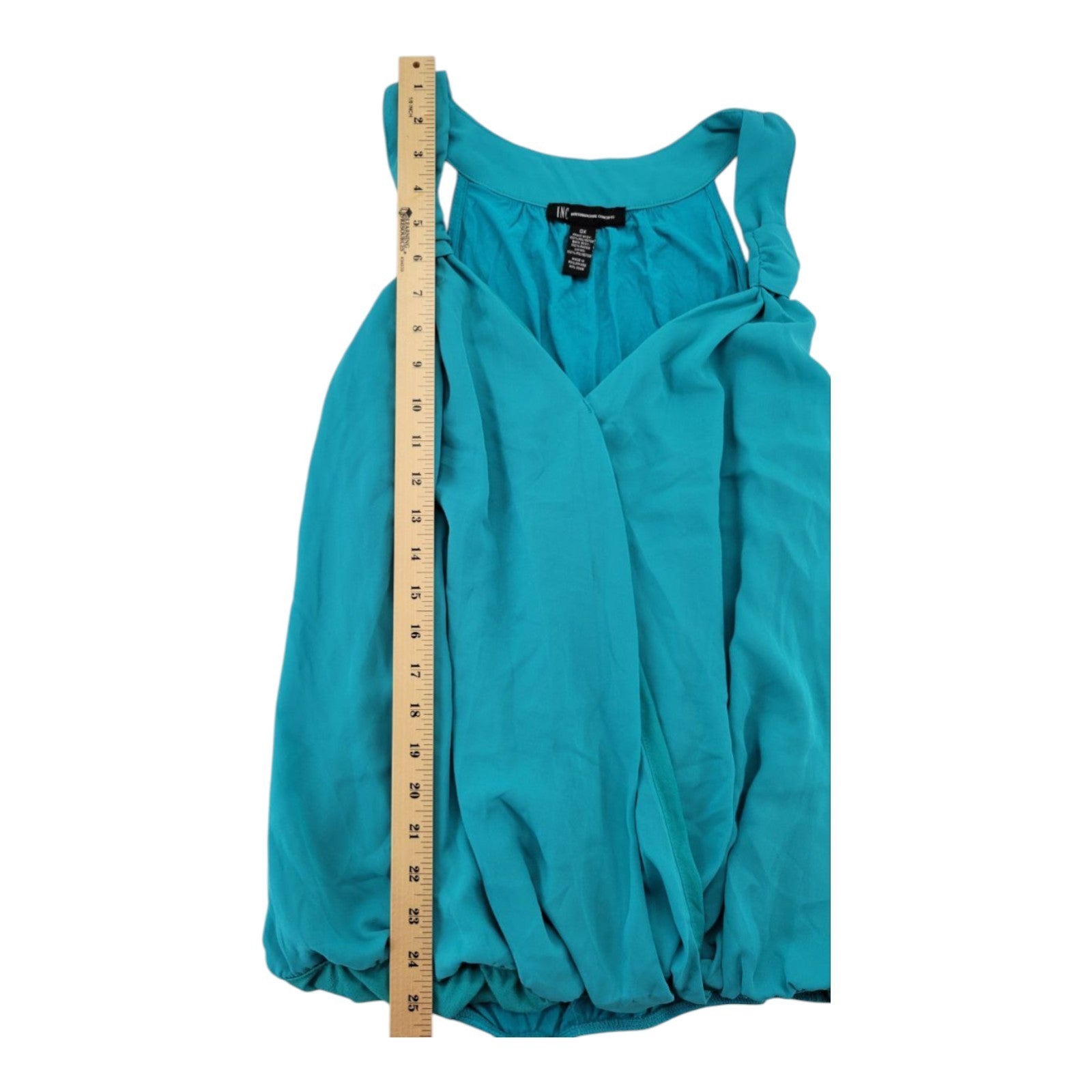 INC International Concepts Women's Teal Glow Bubble Hem Sleeveless Blouse NWT 0X