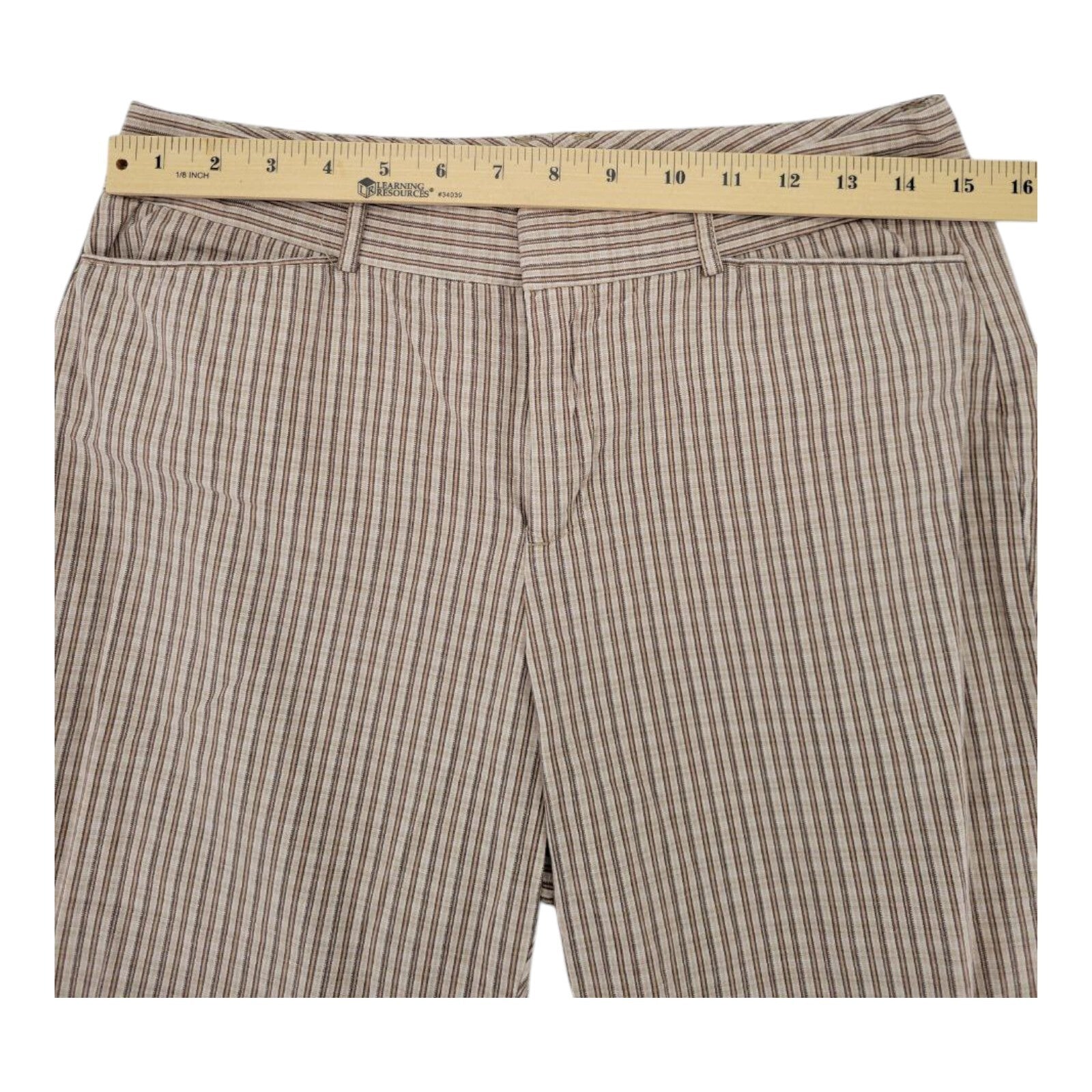 Dockers Ideal Fit Brown Stripe Metro Capri Pants Womens Stretch Size 8