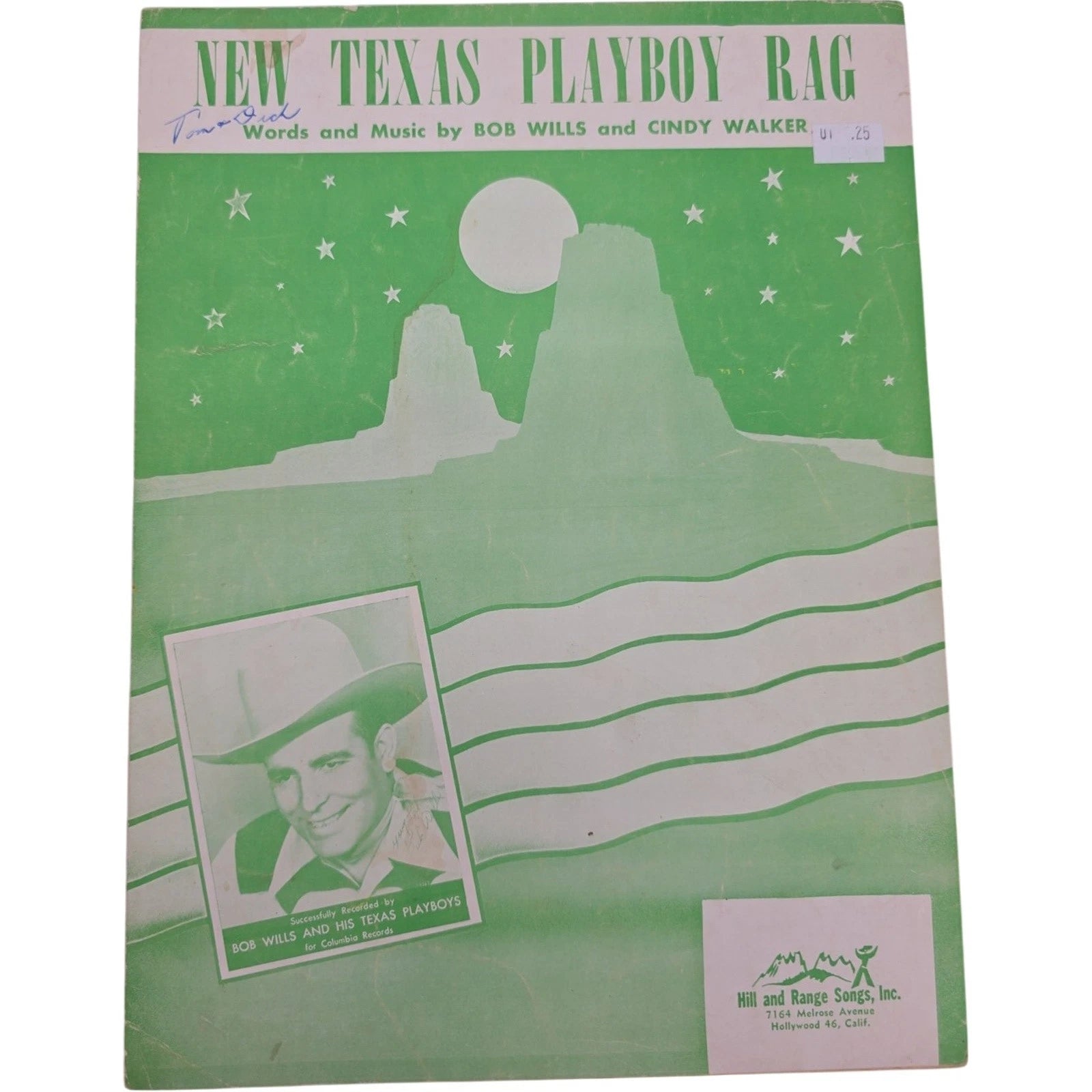 New Texas Playboy Rag 1948 Sheet Music by Bob Wills and Cindy Walker