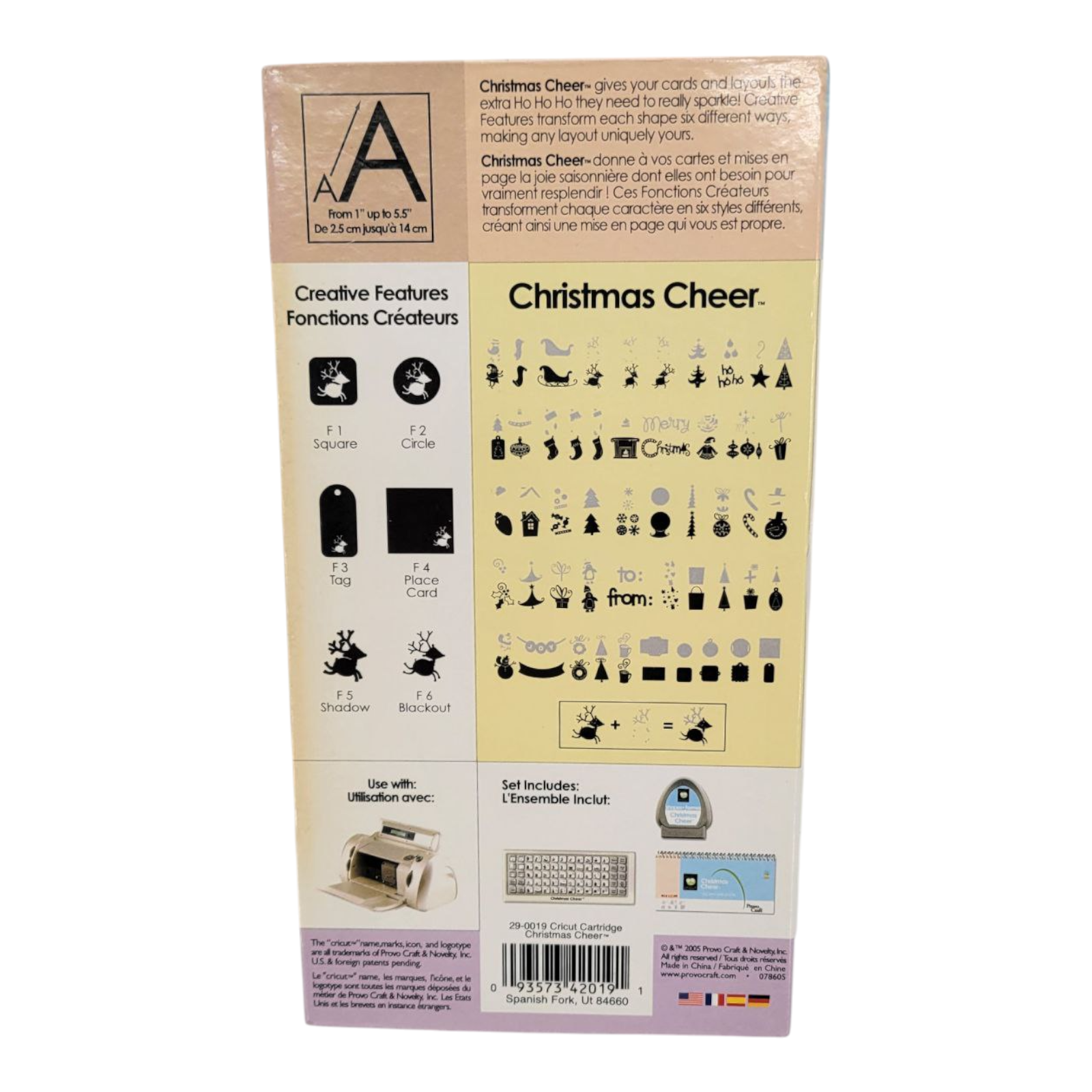 Cricut Christmas Cheer Die Cut Shapes Cartridge Complete Provo Craft 290019