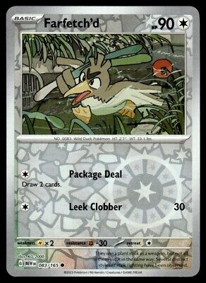 Pokemon 2023 Scarlet & Violet 151 Farfetch'd Reverse Holo Common #83 Near Mint