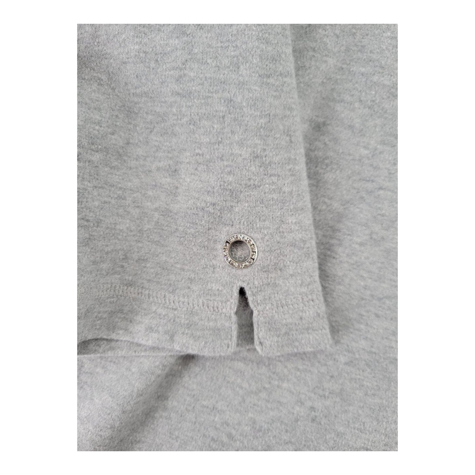Quacker Factory Womens Gray Crystal Embellished Top 3/4 Sleeve Shirt 1X