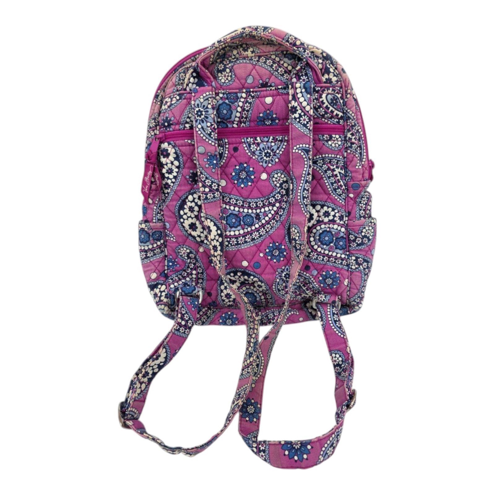 Vera Bradley Pink Purple Paisley Quilted Backpack Adjustable Straps 12x12