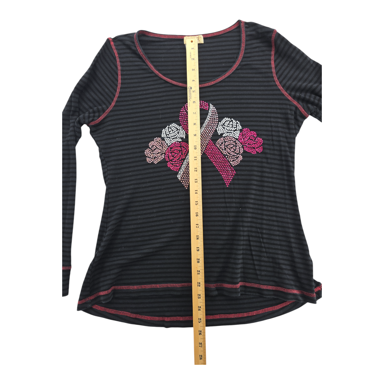 One World Live and Let Live Black Breast Cancer Ribbon Long Sleeves Shirt L