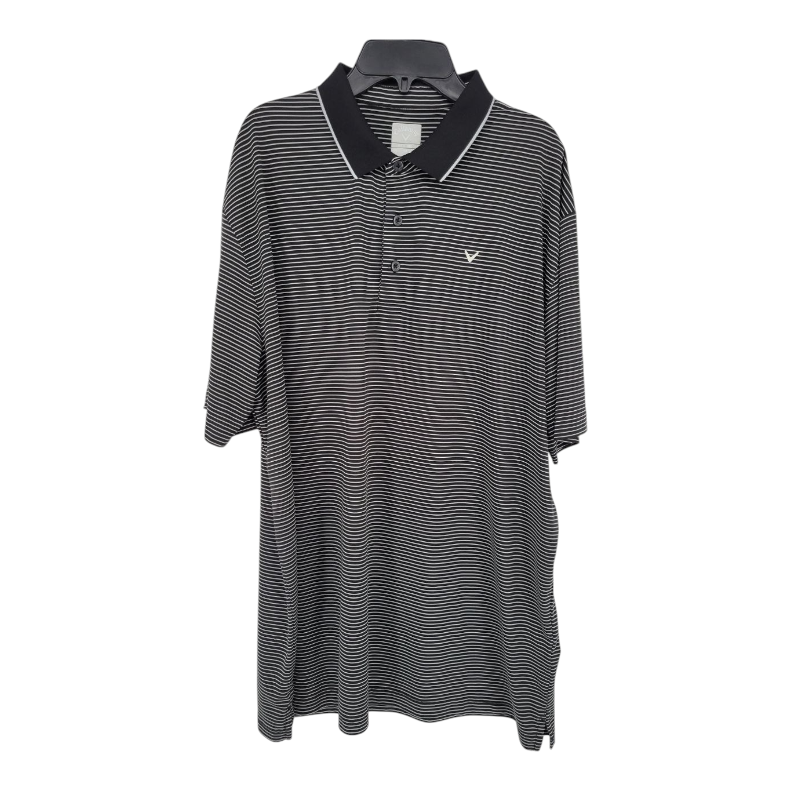 Callaway Opti Dri Polo Black White Stripe Golf Activewear Mens Shirt XL