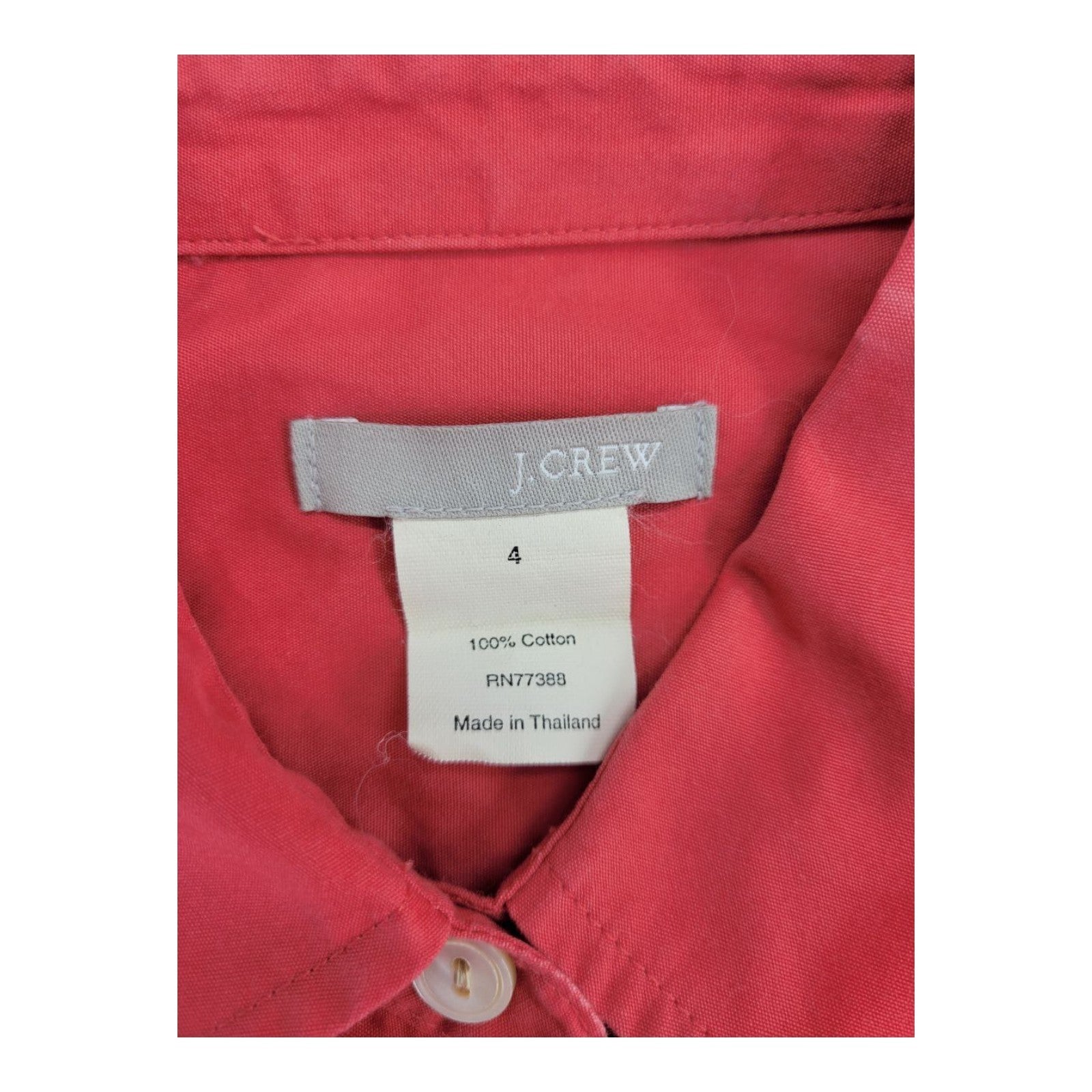 J.Crew Women's Red Cotton Long Sleeve Button Shirt Tailored Fit Size 4