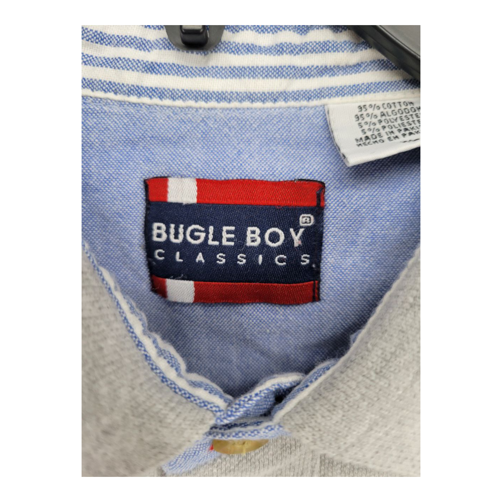 Vintage Bugle Boy Classics Gray Polo Shirt Short Sleeve Mens Size XL