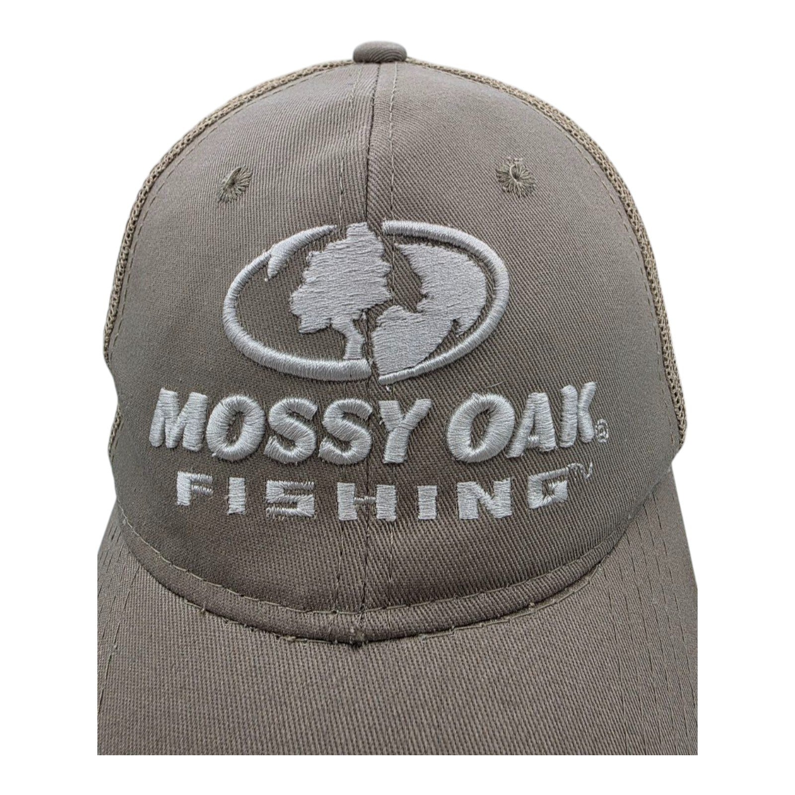 Mossy Oak Fishing Khaki Trucker Hat Mesh Back Snapback Cap One Size