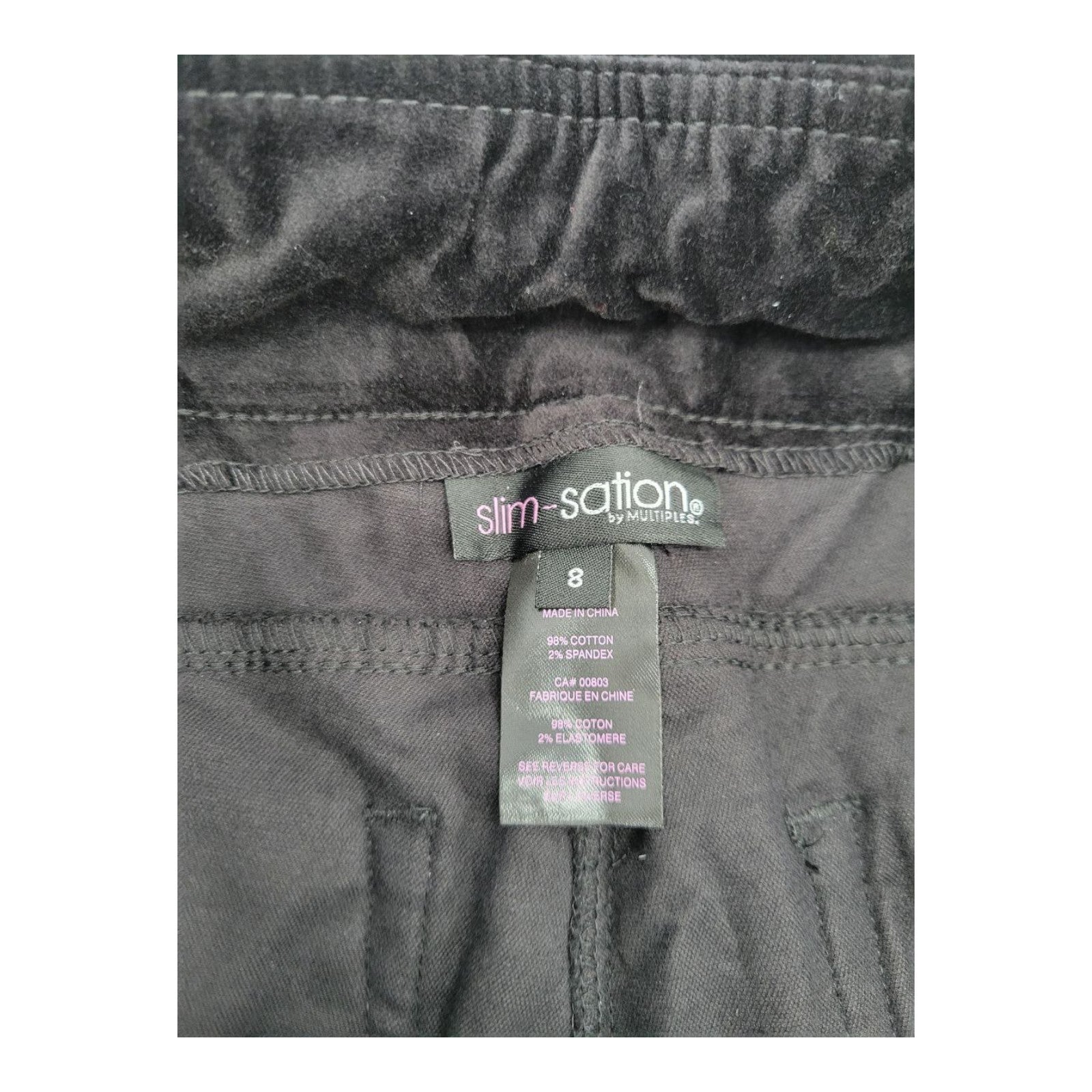 Slim-Sation Women's Black Pull-On Pants Size 8 Tummy Control Stretch Fit
