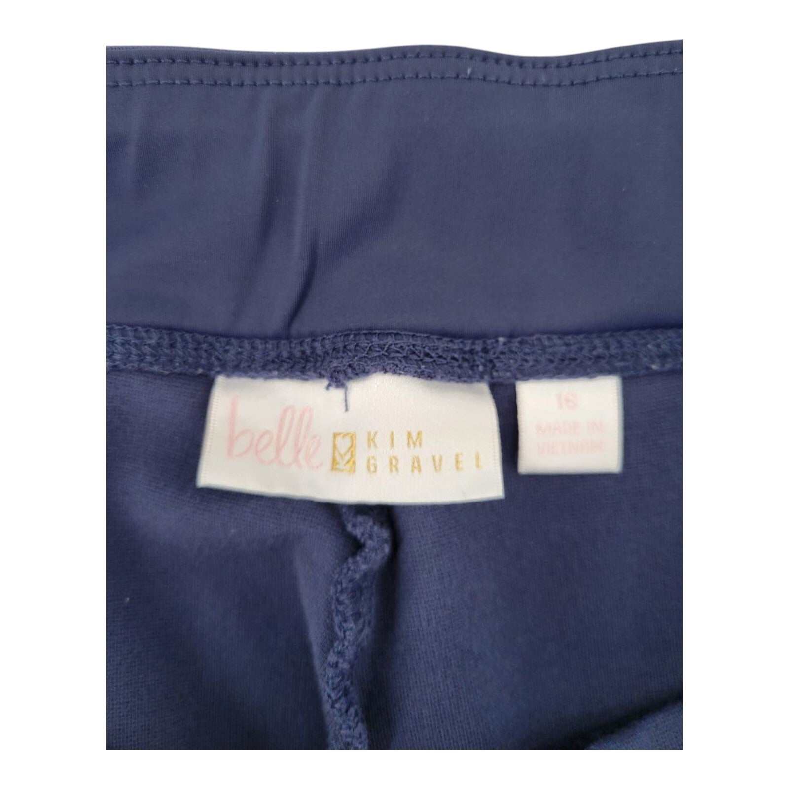 Belle Kim Gravel Womens Navy Stretch Pull On Knit Capri Pants Size 16