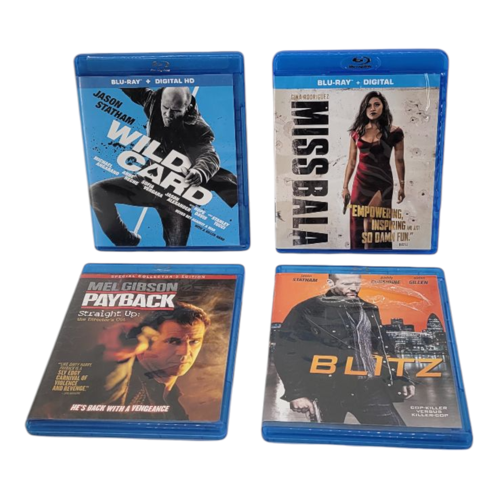 Blu-ray Action Movie Bundle Wild Card Miss Bala Payback Blitz