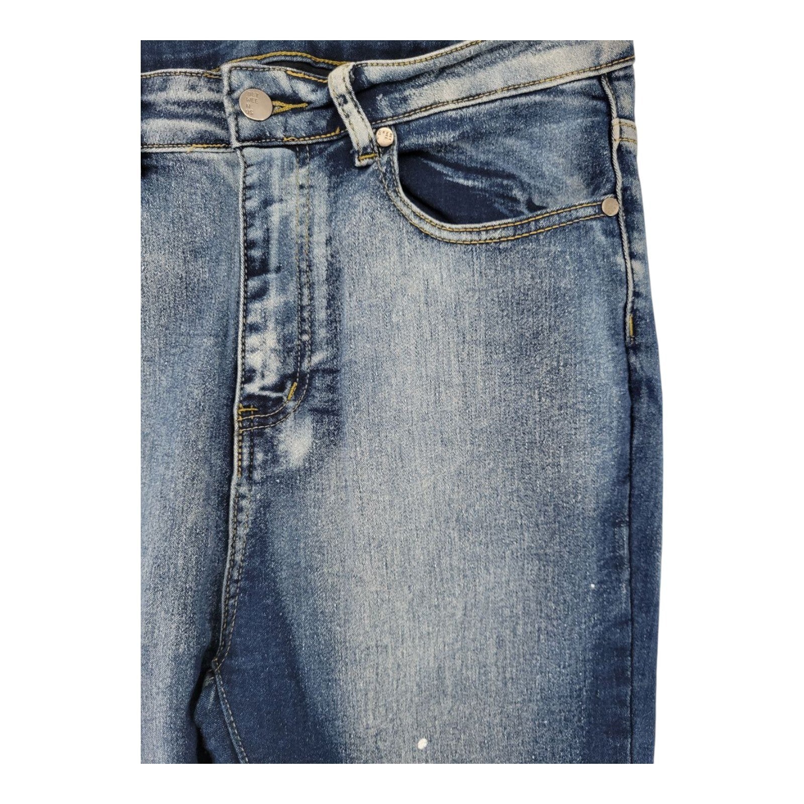 Between Us Womens Blue Paint Splatter Skinny Denim Jeans Size 14