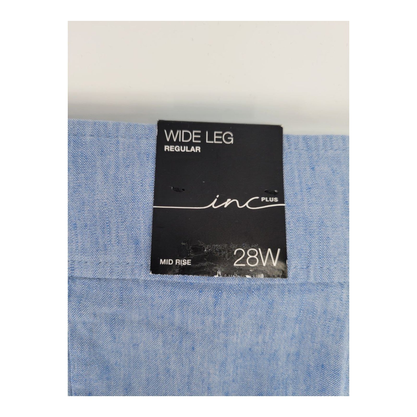INC Plus Wide Leg Pants Size 28W Chambray Blue Mid Rise
