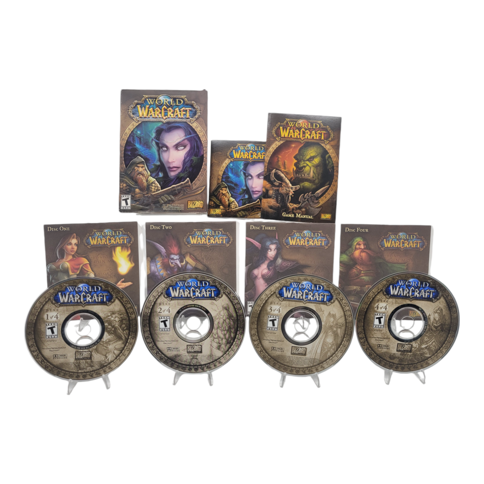 Blizzard Entertainment World of Warcraft 2004 PC Game Complete 4-Disc Set