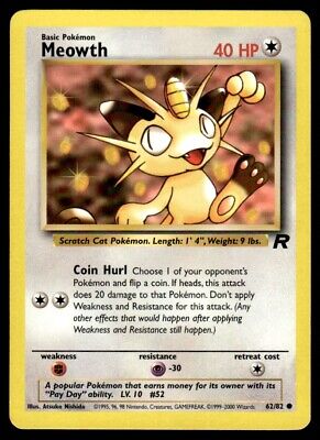 Pokemon TCG Team Rocket Meowth 2000 Basic Common #62 Lightly Played Card