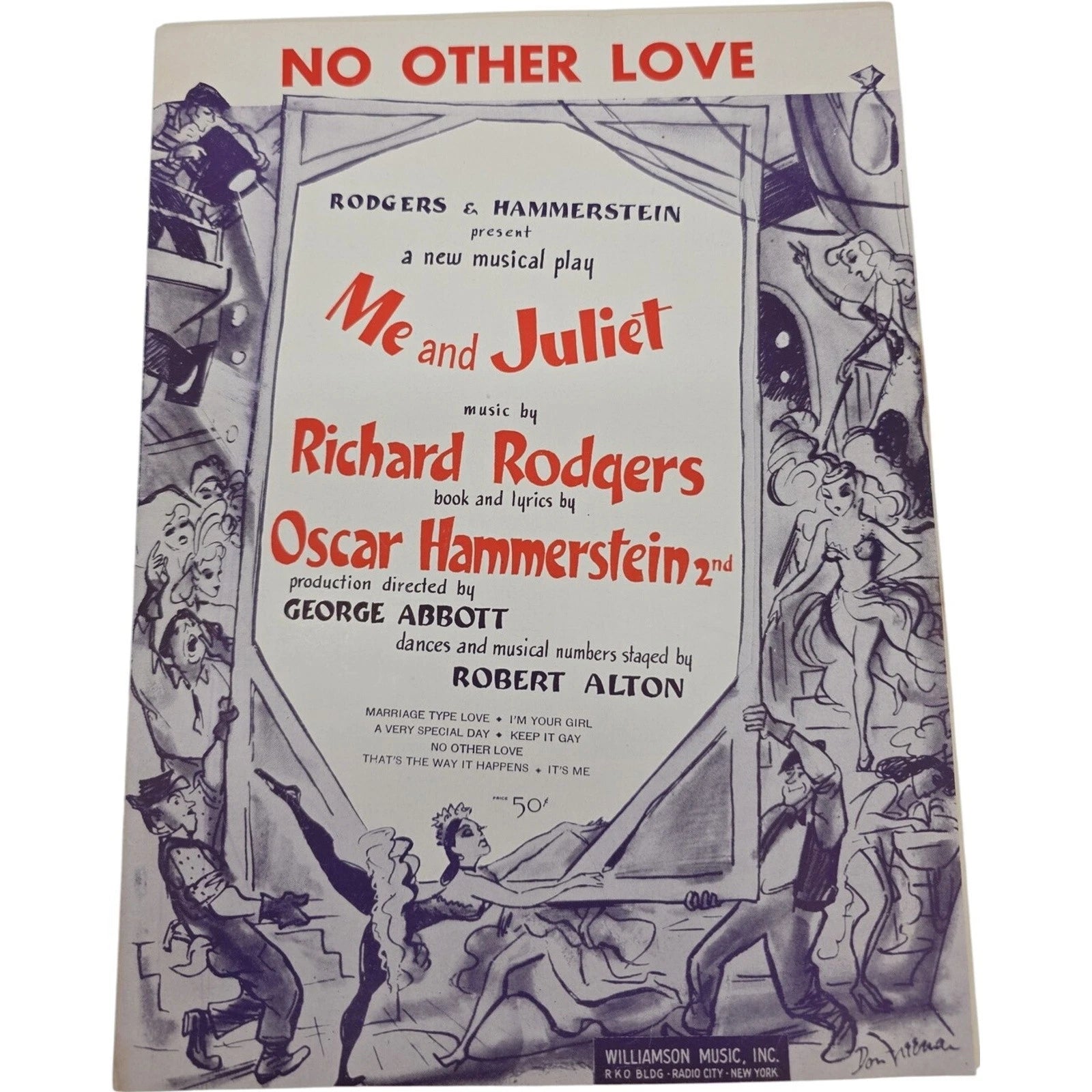1953 No Other Love Sheet Music from Me and Juliet Rodgers & Hammerstein Vintage