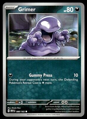 Pokemon 2023 Scarlet & Violet 151 Grimer Common #88 Near Mint Card