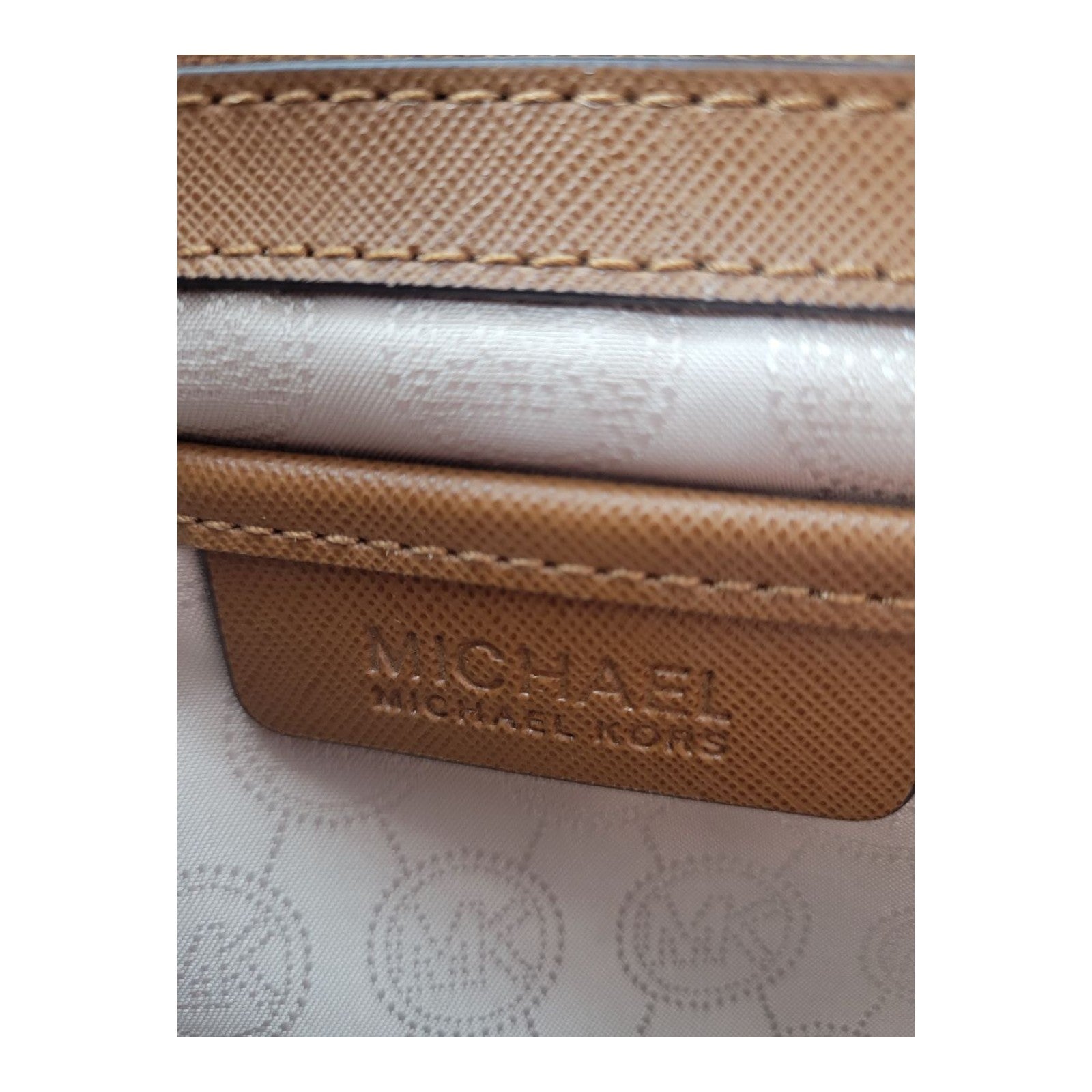Michael Kors Jet Set Travel Brown Leather Tote Bag Large MK Charm Logo
