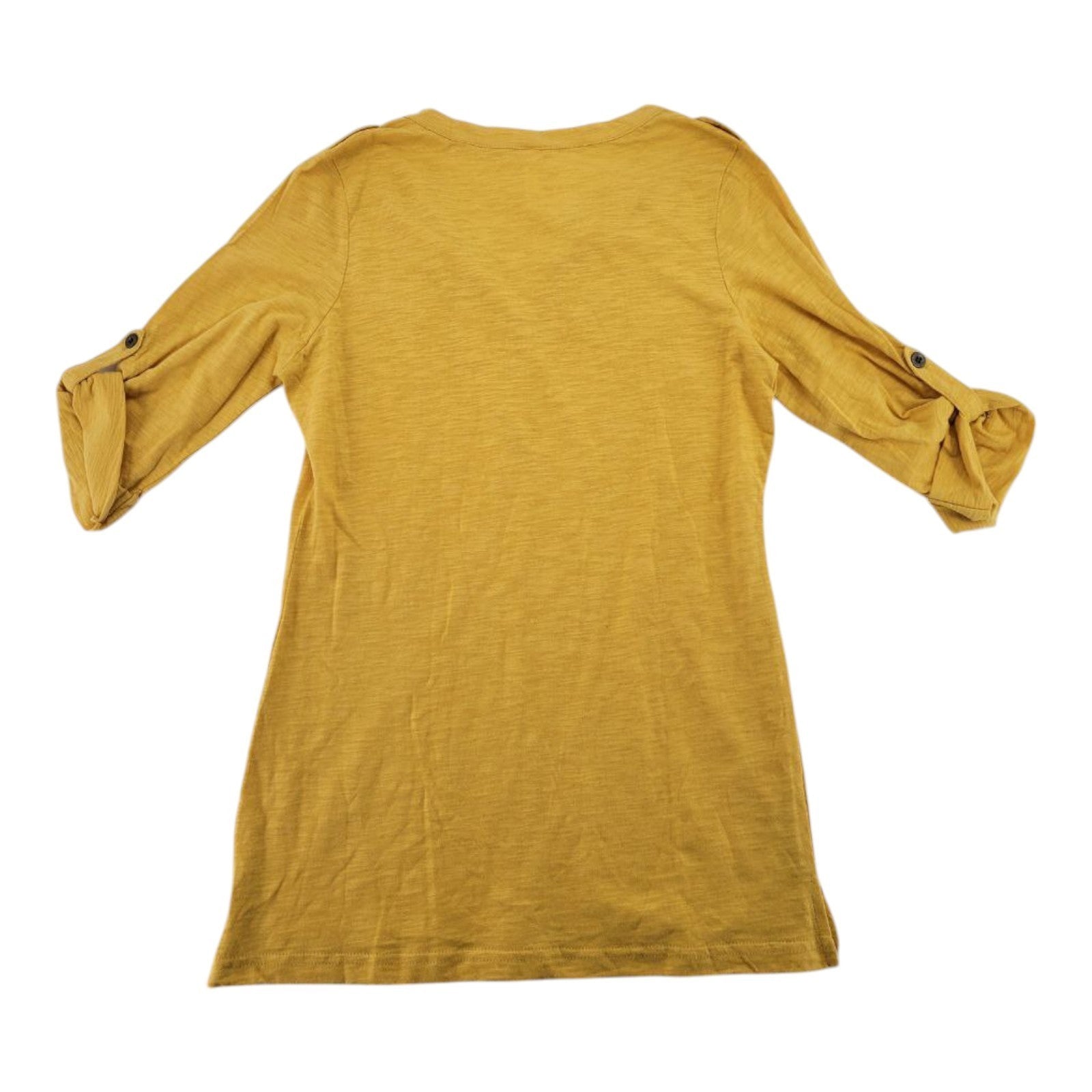Color Story Mustard Yellow Long Sleeve Top Size S Button Pockets