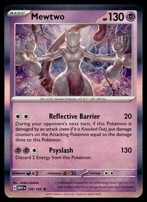 Pokemon 2023 Scarlet & Violet 151 Mewtwo Rare #150 Near Mint Card