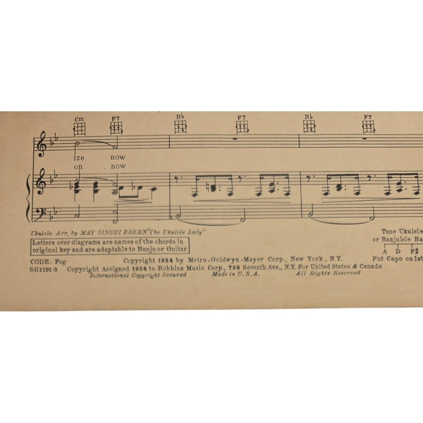 Vintage 1934 Sheet Music Lost in a Fog by Dorothy Fields and Jimmy Mc Hugh
