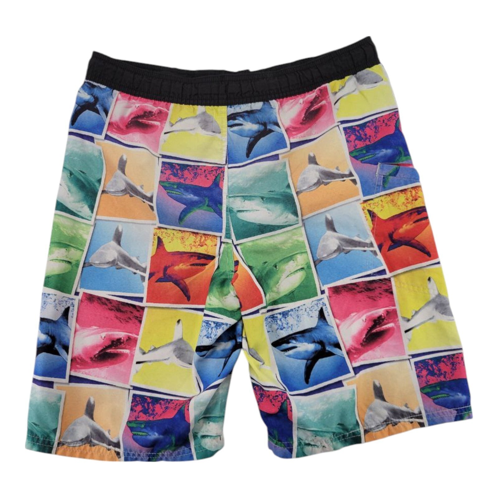 Wonder Nation Swim Trunks Boys Multicolor Shark Print Board Shorts Size XL 14-16