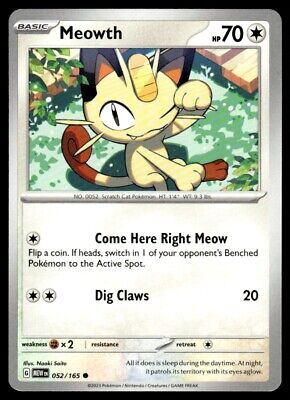 Pokemon 2023 Scarlet & Violet 151 Meowth Common #52 Near Mint Card