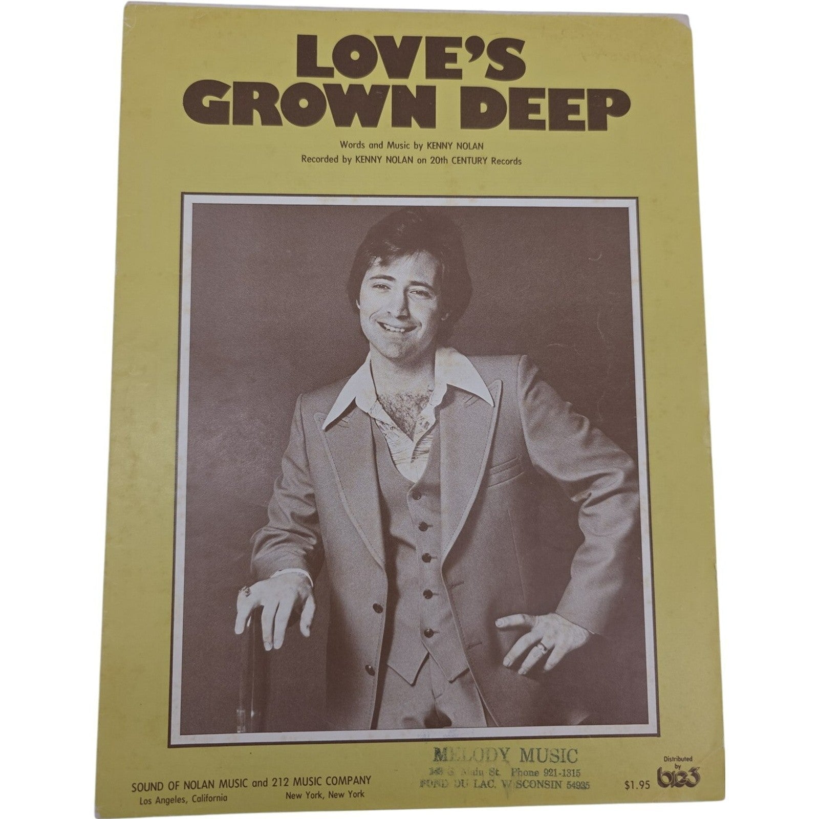 Vintage 1970 Sheet Music Kenny Nolan Love’s Grown Deep by Kenny Nolan