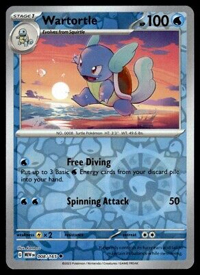 Pokemon 2023 Scarlet & Violet 151 Wartortle Reverse Holo Uncommon #8 Near Mint