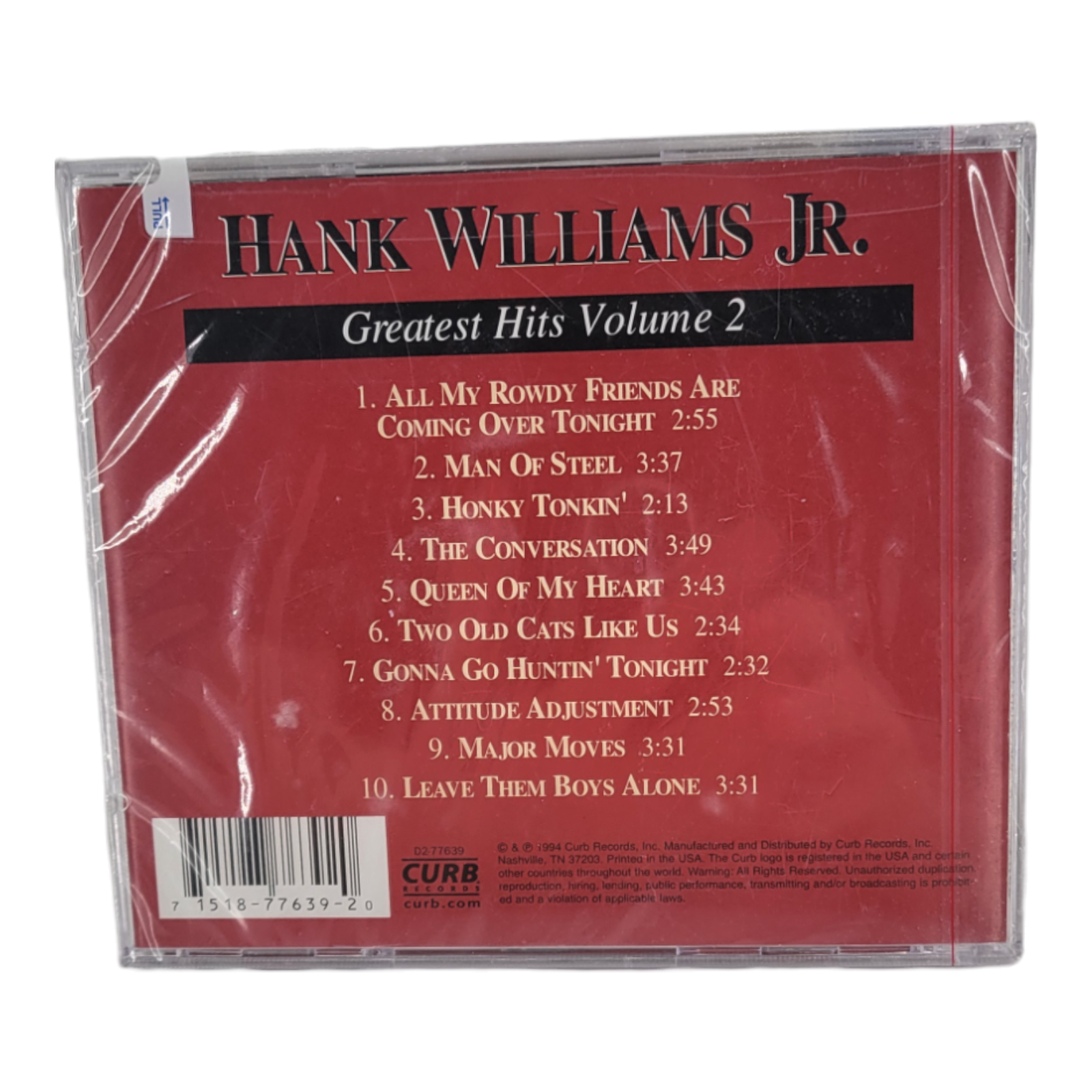 Hank Williams JR Greatest Hits Volume 2 CD 1994 Curb Records