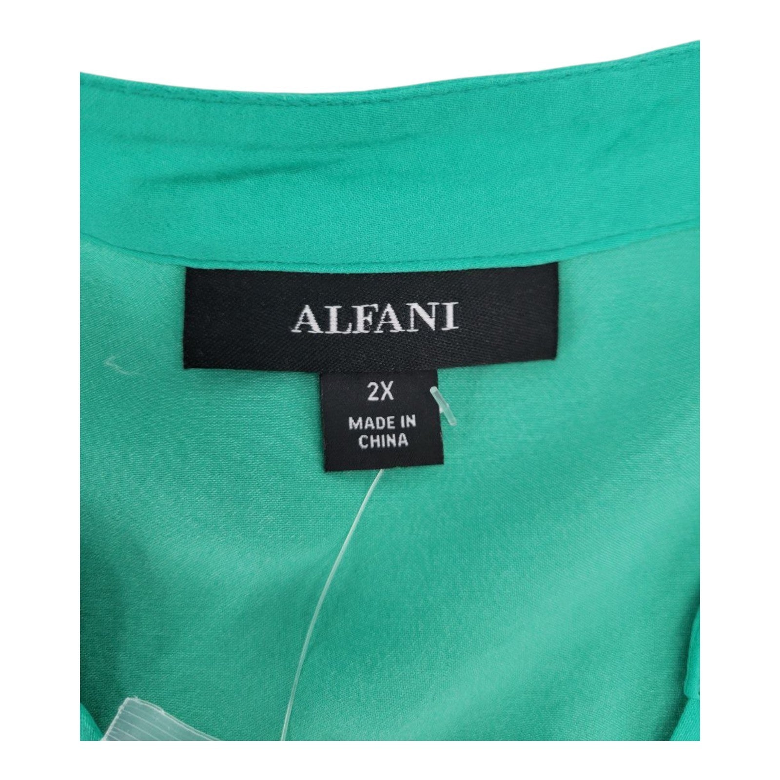 Alfani Plus Women's Green Tie Front Blouse Split Neck Bell Sleeve Top NWT 2X